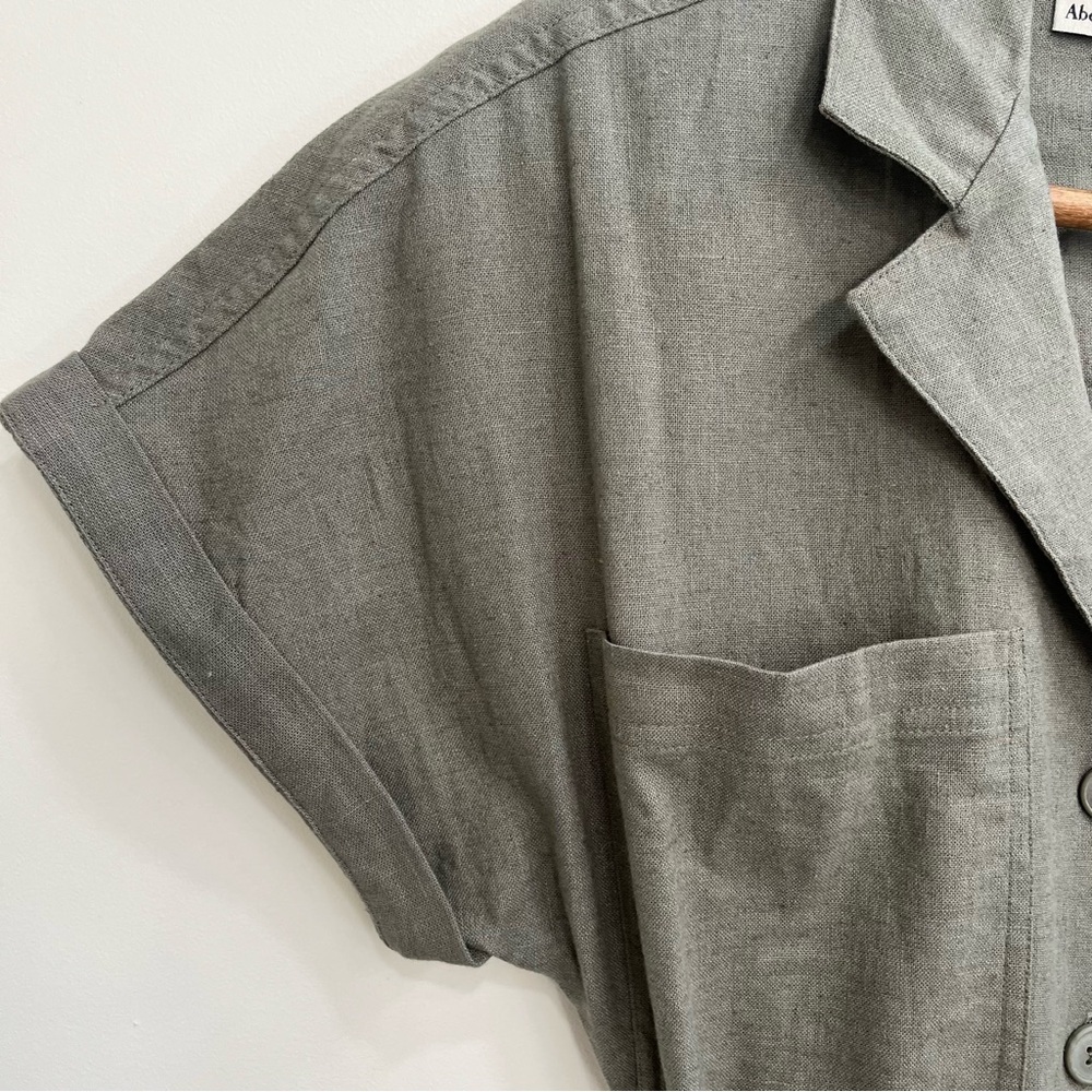 Abercrombie & Fitch Linen-Blend Utility Boiler Suit Jumpsuit Olive Green XS Tall - Picture 8 of 15